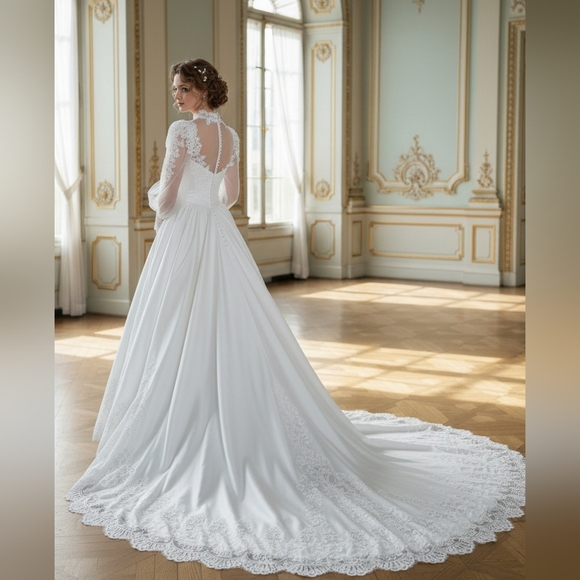 VINTAGE SZU LING CHEN STILLWHITE WEDDING GOWN - Picture 2 of 13